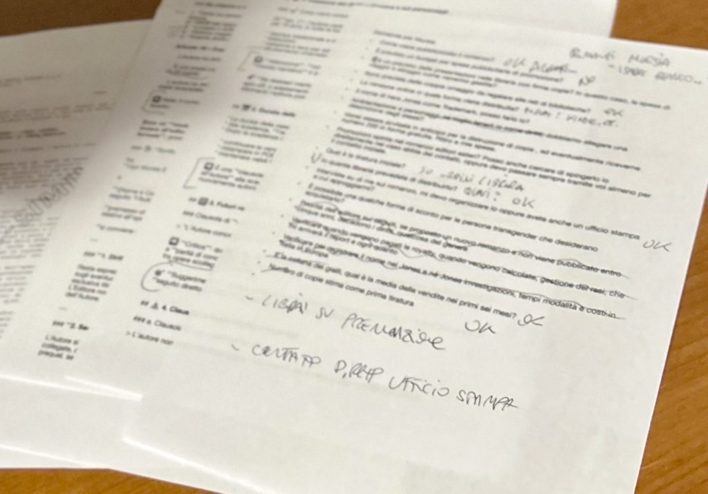 Bozza del contratto e note